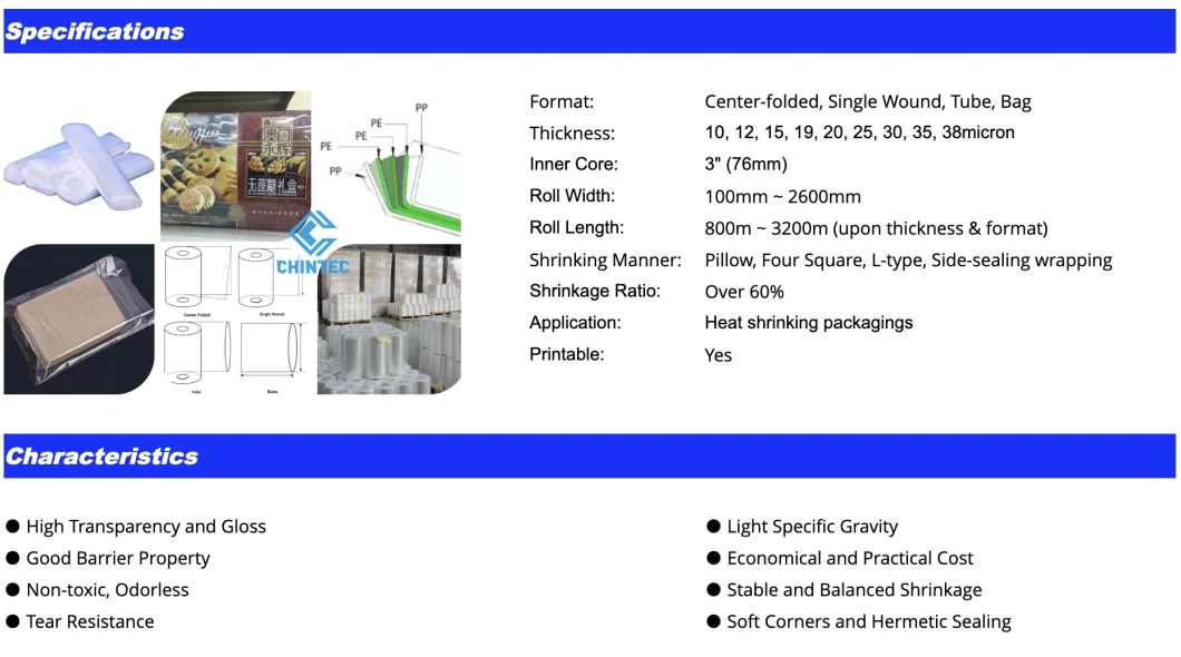 Good Barrier Property Polyolefin Heat Shrink Bags, Excellent Sealing Performance Soft Plastic Wrap Bags